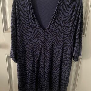 Purple and black Zebra Print V-Neck Blouse